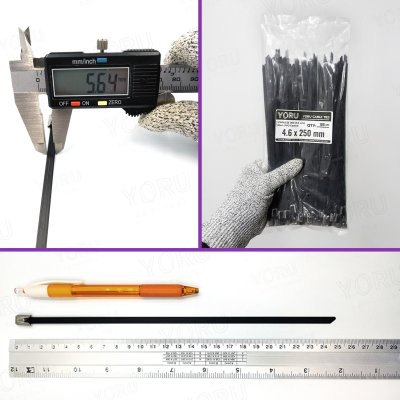 เคเบิ้ลไทร์ สแตนเลส 304 สีดำ เคลือบ PVC ยาว 10 นิ้ว x กว้าง 4.6 มิลลิเมตร (แพ็คใหญ่ 100 เส้น/แพ็ค)