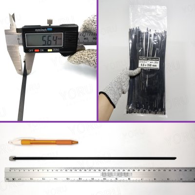 เคเบิ้ลไทร์ สแตนเลส 304 สีดำ เคลือบ PVC ยาว 14 นิ้ว x กว้าง 4.6 มิลลิเมตร (แพ็คใหญ่ 100 เส้น/แพ็ค)