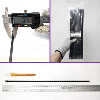 เคเบิ้ลไทร์ สแตนเลส 304 สีดำ เคลือบ PVC ยาว 16 นิ้ว x กว้าง 4.6 มิลลิเมตร (แพ็คใหญ่ 100 เส้น/แพ็ค)