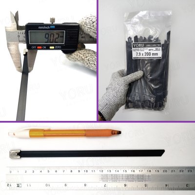 เคเบิ้ลไทร์ สแตนเลส 304 สีดำ เคลือบ PVC ยาว 8 นิ้ว x กว้าง 7.9 มิลลิเมตร (แพ็คใหญ่ 100 เส้น/แพ็ค)