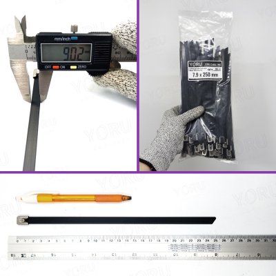 เคเบิ้ลไทร์ สแตนเลส 304 สีดำ เคลือบ PVC ยาว 10 นิ้ว x กว้าง 7.9 มิลลิเมตร (แพ็คใหญ่ 100 เส้น/แพ็ค)