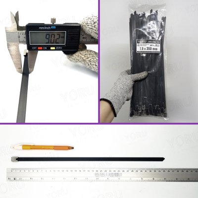 เคเบิ้ลไทร์ สแตนเลส 304 สีดำ เคลือบ PVC ยาว 14 นิ้ว x กว้าง 7.9 มิลลิเมตร (แพ็คใหญ่ 100 เส้น/แพ็ค)