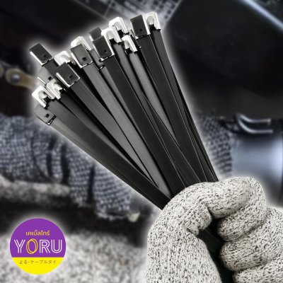 เคเบิ้ลไทร์ สแตนเลส 304 สีดำ เคลือบ PVC ยาว 40 นิ้ว x กว้าง 7.9 มิลลิเมตร (แพ็คใหญ่ 100 เส้น/แพ็ค)