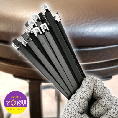 เคเบิ้ลไทร์ สแตนเลส 304 สีดำ เคลือบ PVC ยาว 59 นิ้ว x กว้าง 7.9 มิลลิเมตร (แพ็คใหญ่ 100 เส้น/แพ็ค)