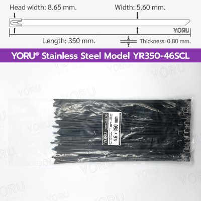 เคเบิ้ลไทร์ สแตนเลส 304 สีดำ เคลือบ PVC ยาว 14 นิ้ว x กว้าง 4.6 มิลลิเมตร (แพ็คใหญ่ 100 เส้น/แพ็ค)