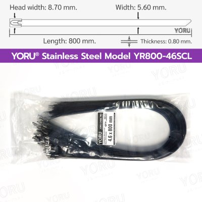 เคเบิ้ลไทร์ สแตนเลส 304 สีดำ เคลือบ PVC ยาว 32 นิ้ว x กว้าง 4.6 มิลลิเมตร (แพ็คใหญ่ 100 เส้น/แพ็ค)