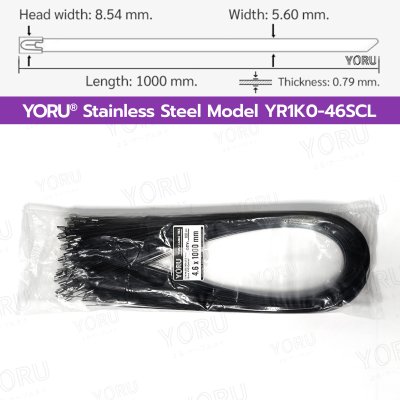 เคเบิ้ลไทร์ สแตนเลส 304 สีดำ เคลือบ PVC ยาว 40 นิ้ว x กว้าง 4.6 มิลลิเมตร (แพ็คใหญ่ 100 เส้น/แพ็ค)