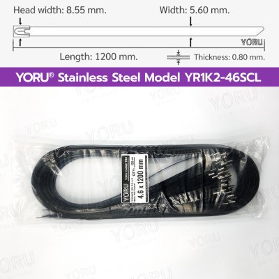 เคเบิ้ลไทร์ สแตนเลส 304 สีดำ เคลือบ PVC ยาว 47 นิ้ว x กว้าง 4.6 มิลลิเมตร (แพ็คใหญ่ 100 เส้น/แพ็ค)