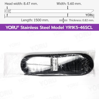 เคเบิ้ลไทร์ สแตนเลส 304 สีดำ เคลือบ PVC ยาว 59 นิ้ว x กว้าง 4.6 มิลลิเมตร (แพ็คใหญ่ 100 เส้น/แพ็ค)