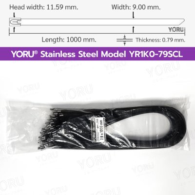เคเบิ้ลไทร์ สแตนเลส 304 สีดำ เคลือบ PVC ยาว 40 นิ้ว x กว้าง 7.9 มิลลิเมตร (แพ็คใหญ่ 100 เส้น/แพ็ค)