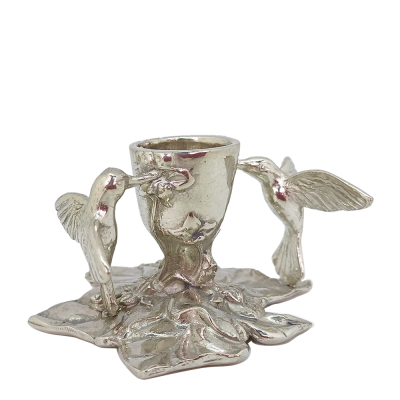 Pewter Candle Stick/ Humming Bird