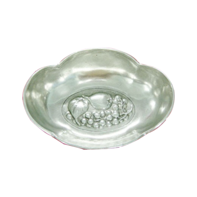 Pewter oval Bowl 18 cms._Grape vine