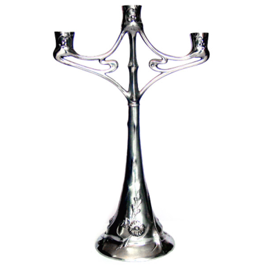 Pewter Art Candle Stick 3 Arm