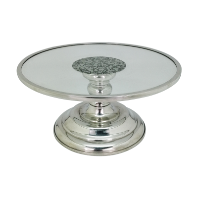 Glass Cake Stand 25 cms. / Pewter Decorate
