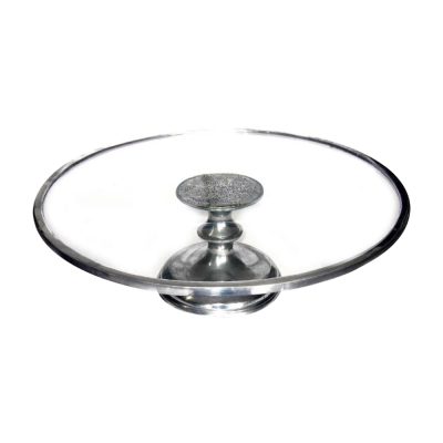 Glass Cake Stand 30 cms. / Pewter Decorate