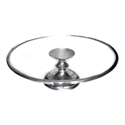 Glass Cake Stand 35 cms. / Pewter Decorate