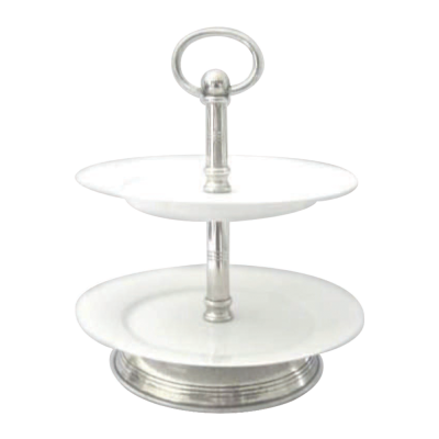 Cake Stand 2 Tier Pewter Décor