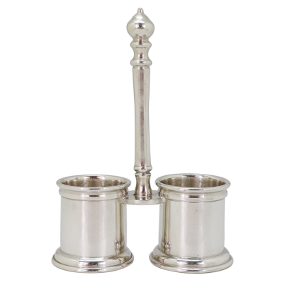 Porcelain Salt & Pepper w/ Pewter Holder