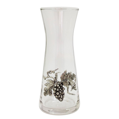 Glass Carafe / Pewter Grape Décor