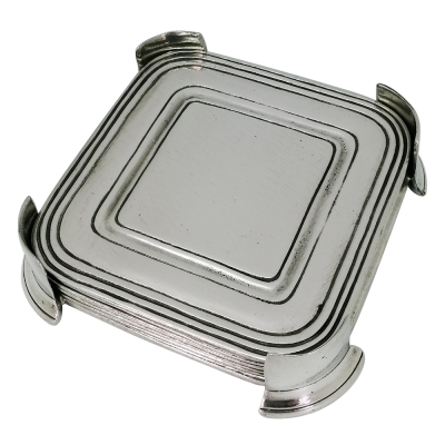 Pewter Set Coaster 6 pcs. With Caddy