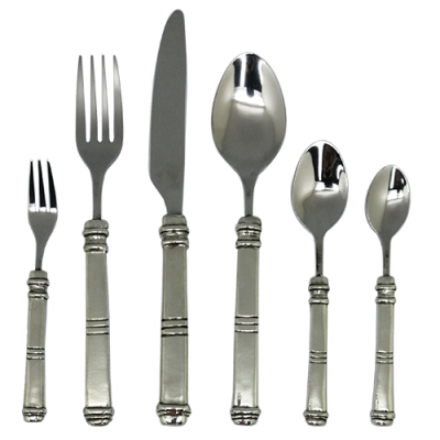 A_Pewter Flatware 6 pcs. Table Set