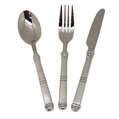 A_Pewter Flatware 3 pcs. Table Set