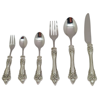 A_Pewter Flatware 6 pcs. Table Set