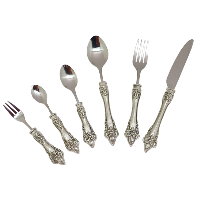 A_Pewter Flatware 6 pcs. Table Set