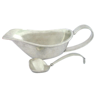 Pewter Gravy Boat w/ Spoon