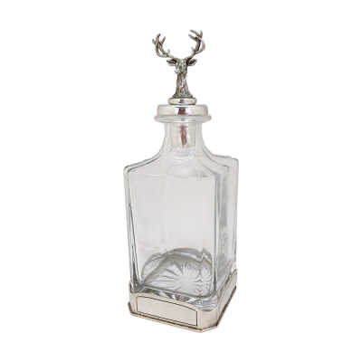 Glass Decanter Pewter Décor_DEER Antler