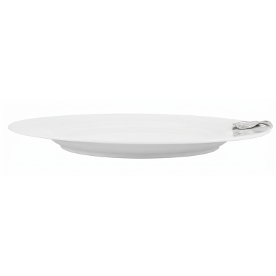 Porcelain Winde Rim Plate w/Pewter_Ginkgo Leaf