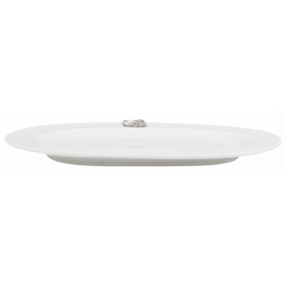 Porcelain Oval Platter w/Pewter_Ginkgo Leaf