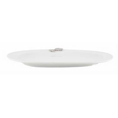 Porcelain Oval Platter w/Pewter_Ginkgo Leaf
