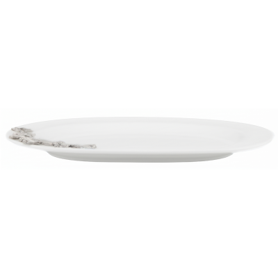 Porcelain Oval Platter w/Pewter_Ginkgo Leaf