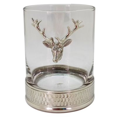 Brandy Glass W/ Pewter Base_Deer Medal