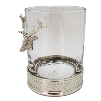 Brandy Glass W/ Pewter Base_Deer Medal