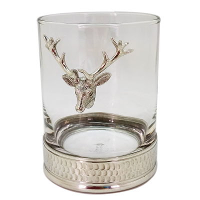 Brandy Glass W/ Pewter Base_Deer Medal