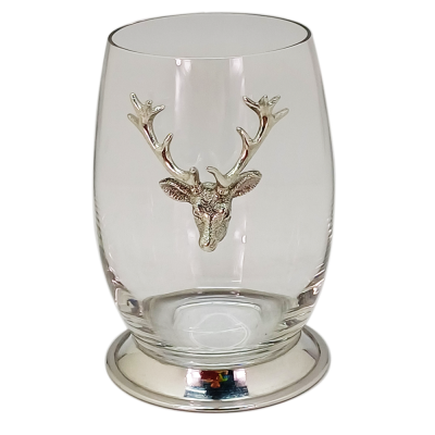 Madison Hi Ball Glass Pewter Base Bead w/Deer Medal