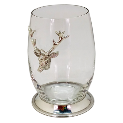 Madison Hi Ball Glass Pewter Base Bead w/Deer Medal