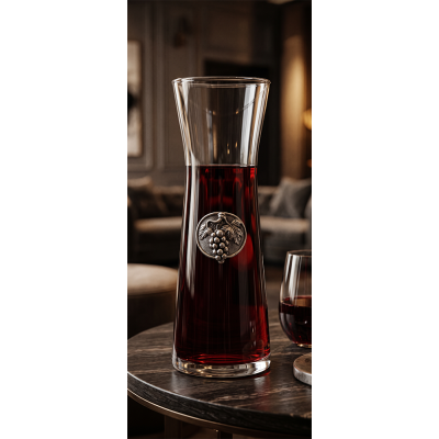 Glass Caraff w/Pewter Grape Medal