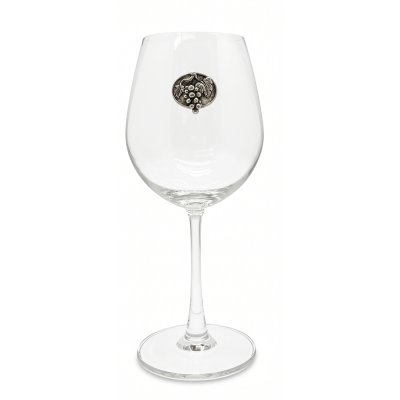 Wine Glass w/Pewter Grape Medal