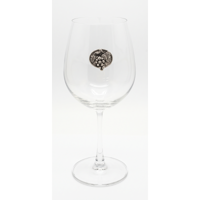 Wine Glass w/Pewter Grape Medal