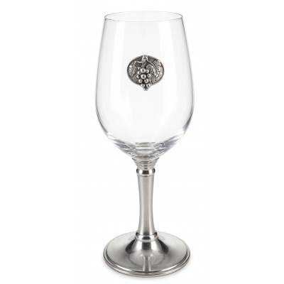 Wine Glass w/Pewter Grape Medal and Leg