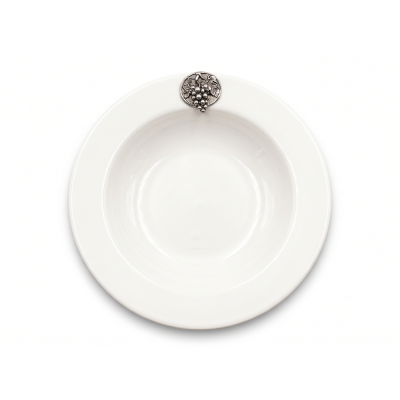 Porcelain Cereal Bowl w/Pewter Grape Medal