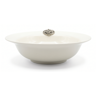 Porcelain Cereal Bowl w/Pewter Grape Medal