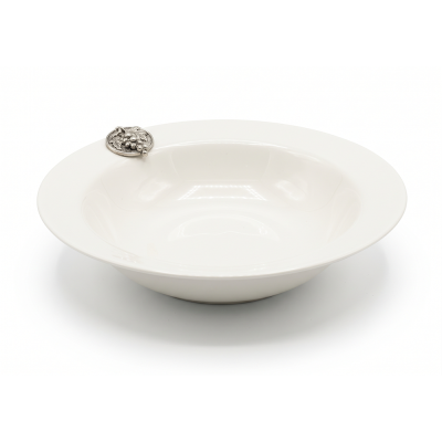 Porcelain Cereal Bowl w/Pewter Grape Medal