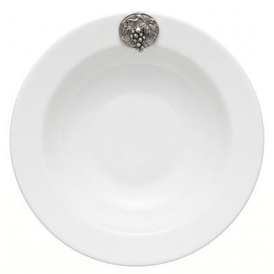 Porcelain SOUP/CEREAL Bowl w/Pewter Grape Medal