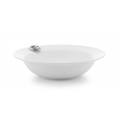 Porcelain SOUP/CEREAL Bowl w/Pewter Grape Medal