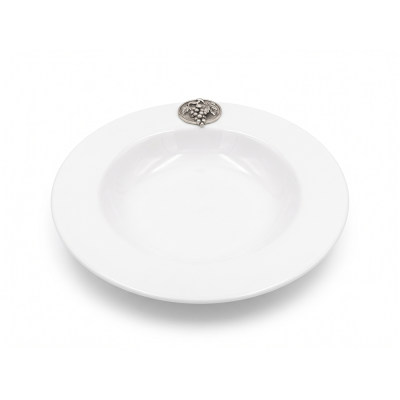 Porcelain Soup Plate w/Pewter Grape Medal