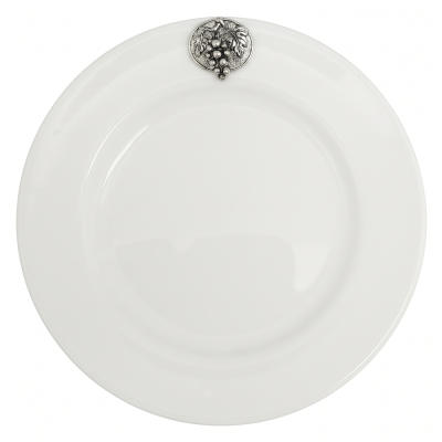 Porcelain Oriental Plate 18 cms. w/Pewter Grape Medal